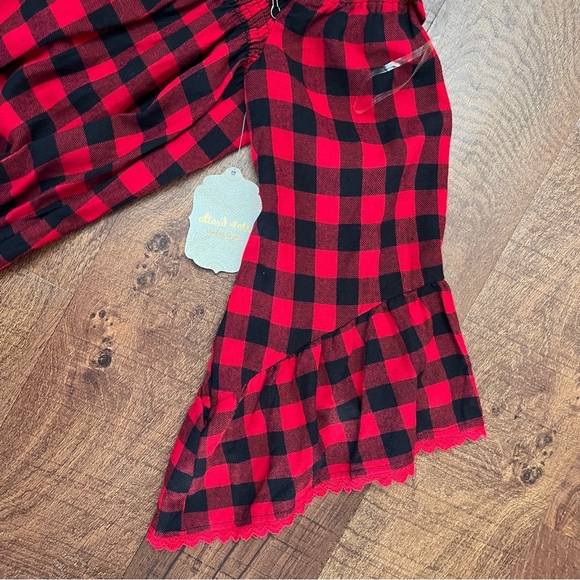 NWT  altar’d state red black plaid bell sleeves blouse Sz large - Picture 3 of 7